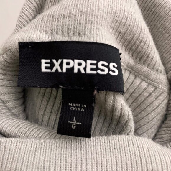 Express Ribbed Gray Turtleneck Size Large - Picture 3 of 8